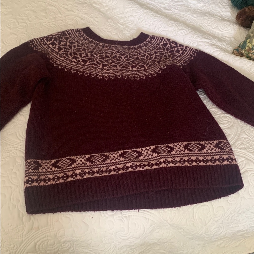 Orvis Women's Crew-Neck Sweater in Deep Maroon and Pink